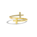 Bague ouverte à croix pavée de zircons — vue 6