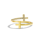 Bague ouverte à croix pavée de zircons — vue 6