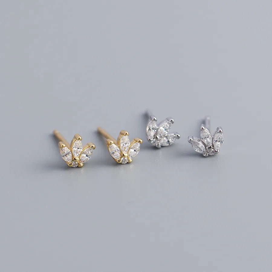 Puces d'oreilles petite couronne ciselée, argent massif 925