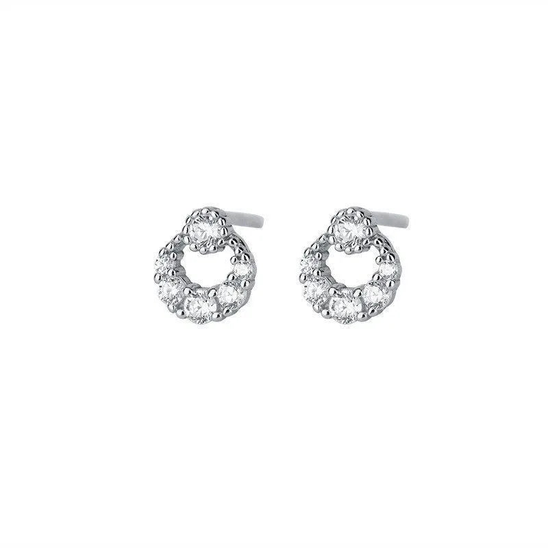 Puces d'oreilles à zircon serti, argent 925 — vue 5