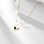 Collier à pendentif carré serti, argent 925 — vue 2