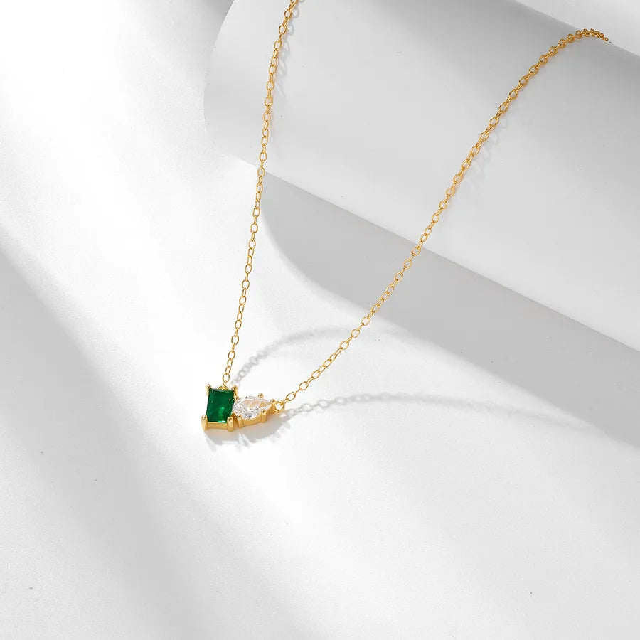 Collier à pendentif carré serti, argent 925 — vue 2