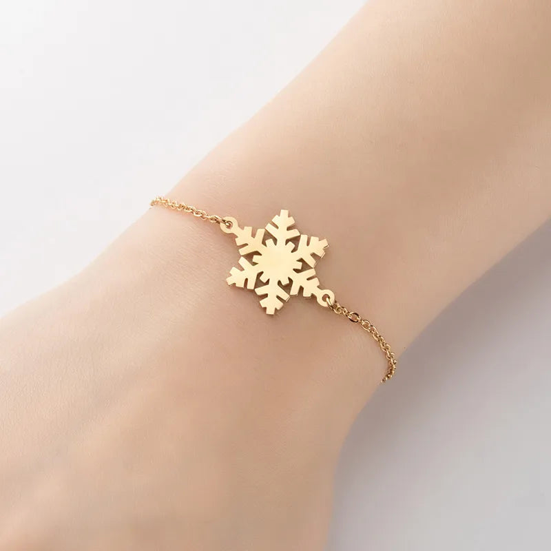 Bracelet motif flocon en acier inoxydable doré — vue 8