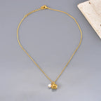 Collier à pierre naturelle ovale, chaîne dorée — vue 7