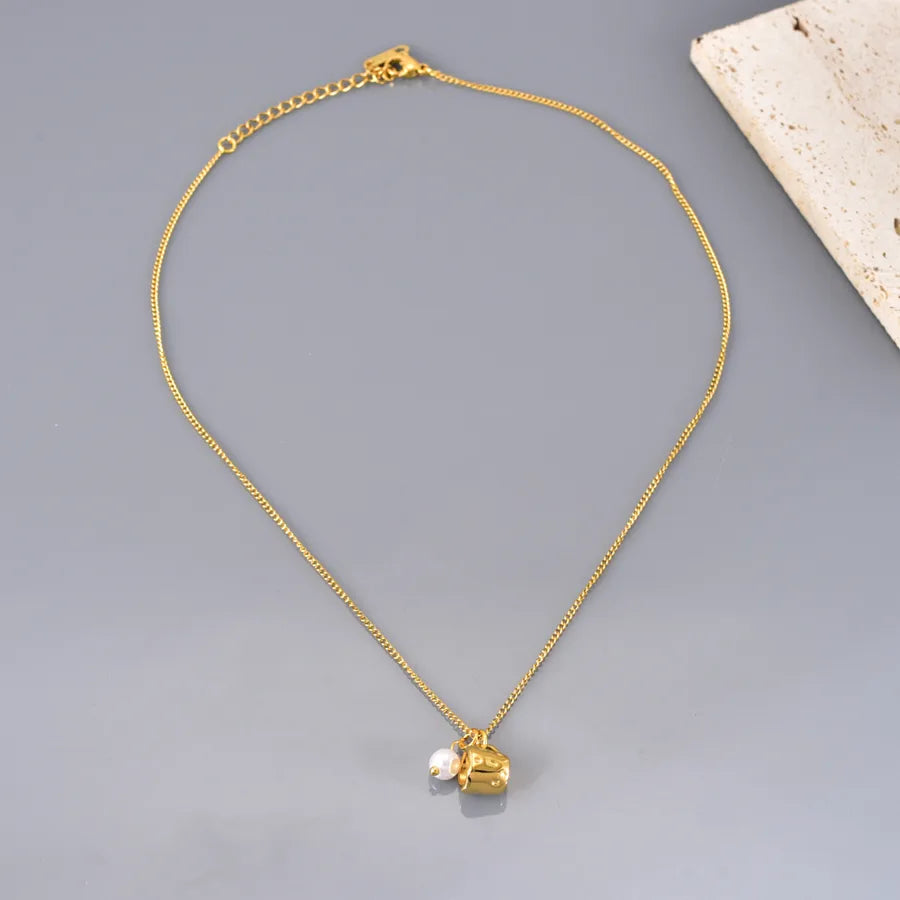 Collier à pierre naturelle ovale, chaîne dorée — vue 7