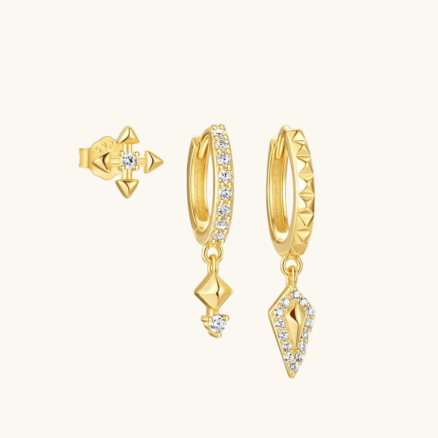 Boucles d'oreilles fleur sertie, argent 925 — vue 9