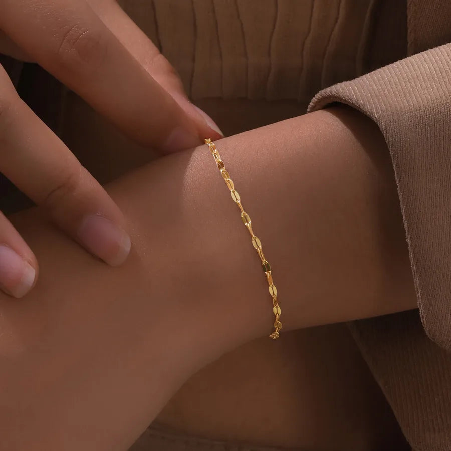 Bracelet jonc lisse en acier inoxydable doré — vue 5
