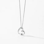 Collier cœur serti de zircons en argent massif 925