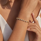 Bracelet perlé rond en acier inoxydable doré