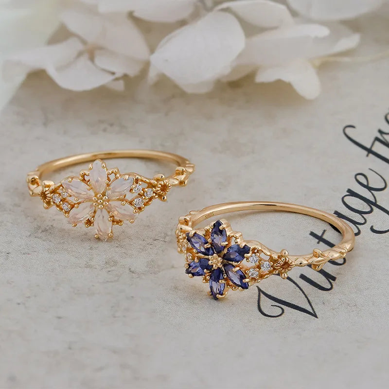Bague fleur pavée de pierres, argent 925 — vue 2