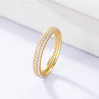 Bague à monture géométrique pavée de zircons, argent 925