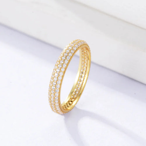 Bague à monture géométrique pavée de zircons, argent 925