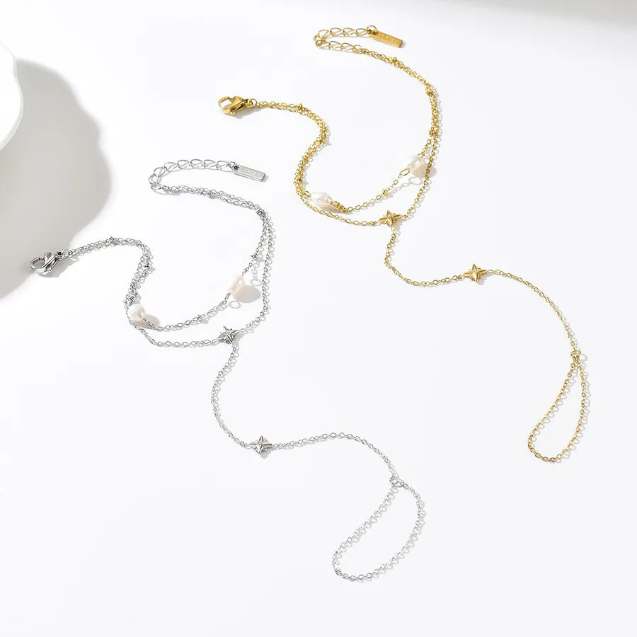 Bracelet géométrique fin en acier doré — vue 3