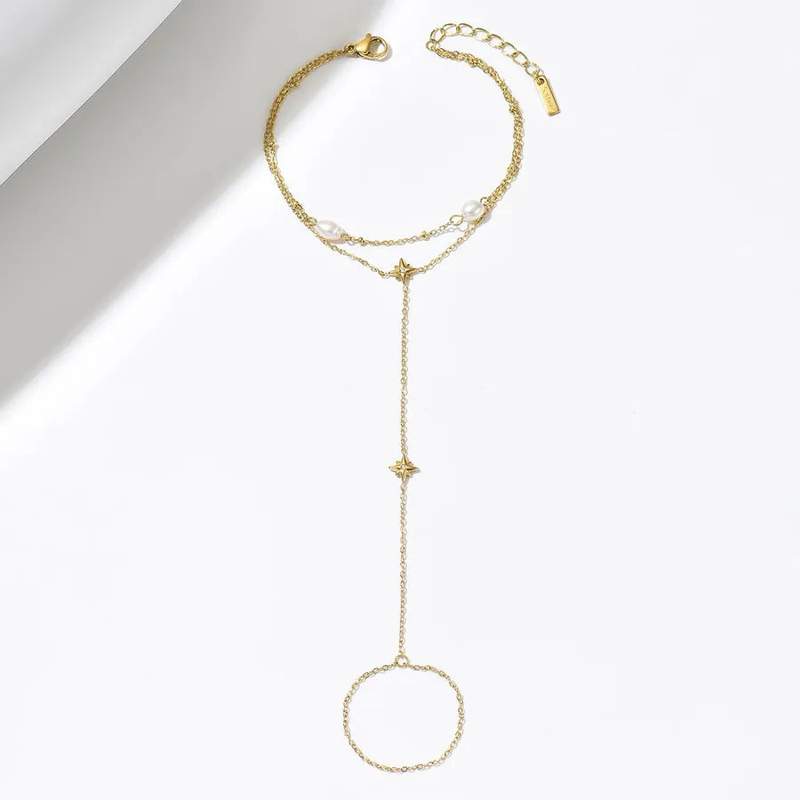 Bracelet géométrique fin en acier doré — vue 5