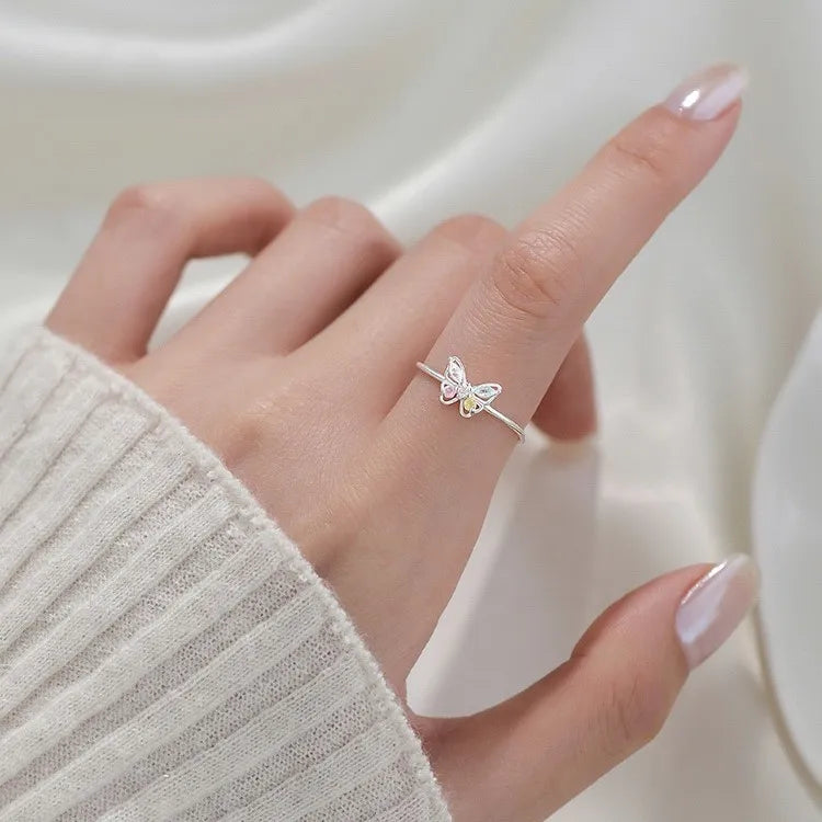 Bague ouverte à motif papillon, argent 925 — vue 3