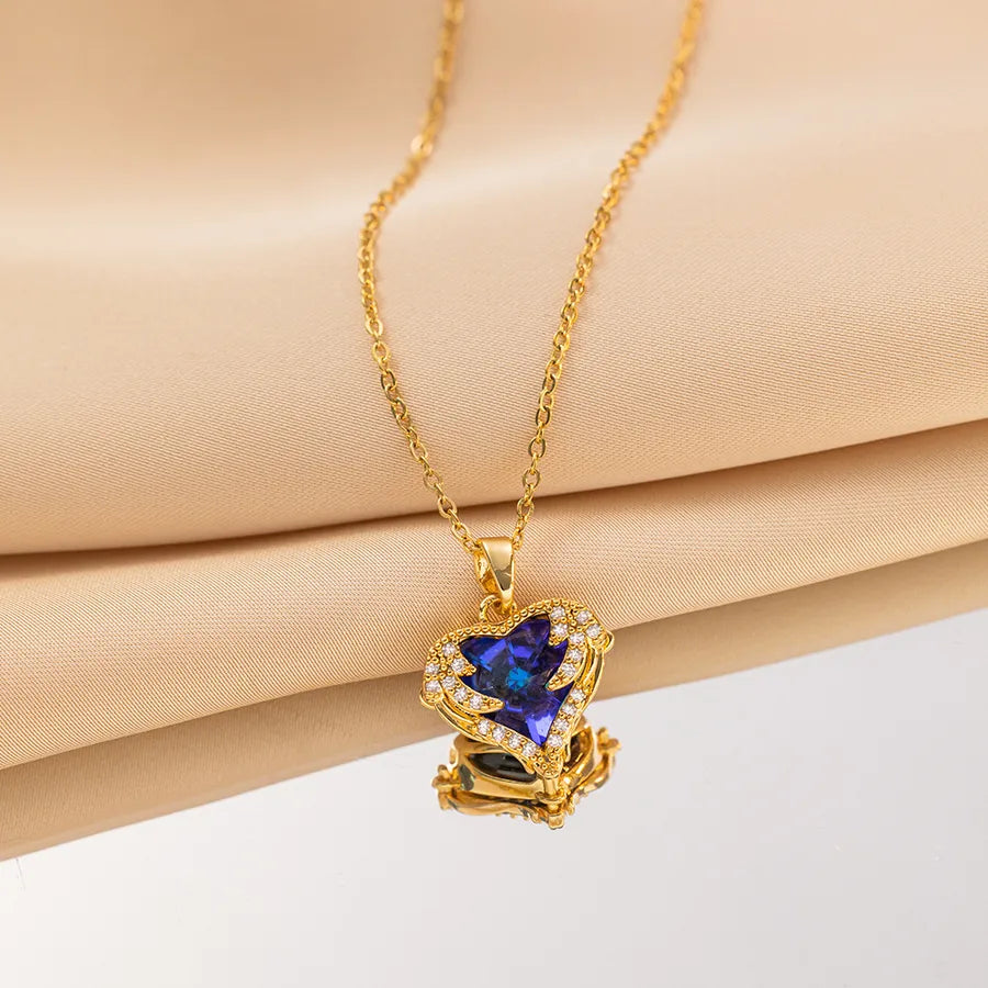 Collier cœur de cristal taillé, chaîne fine — vue 3