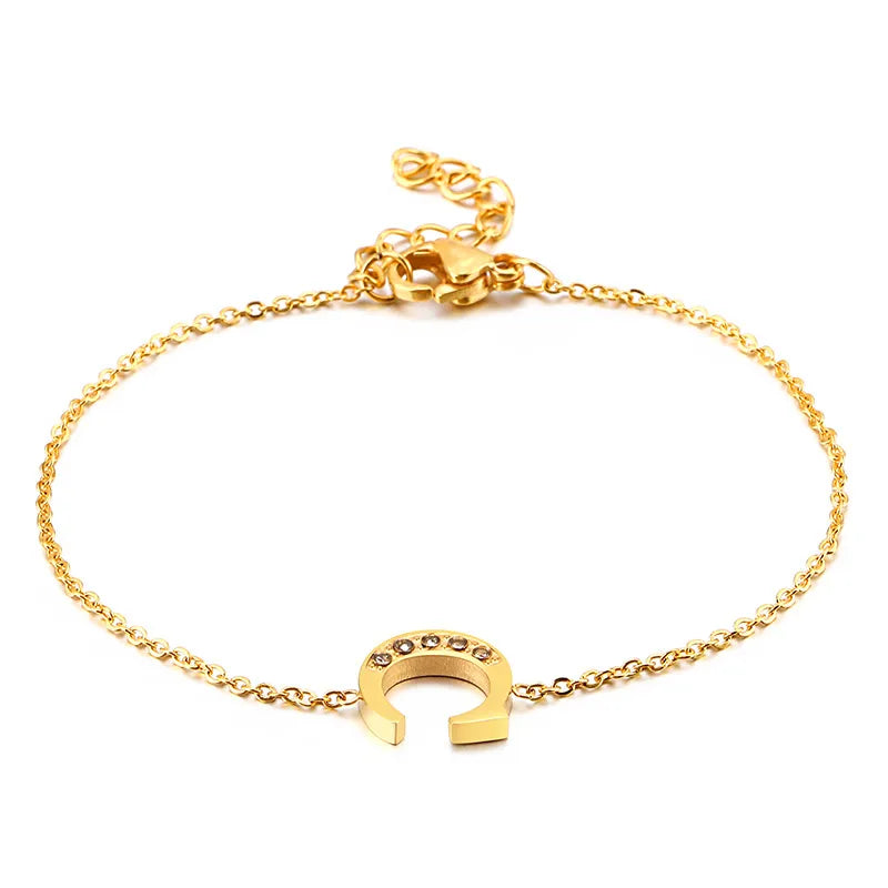 Bracelet initiale personnalisable de A à Z, acier doré