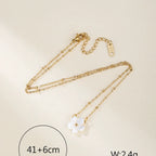 Collier fleur bombée en relief, chaîne dorée — vue 5