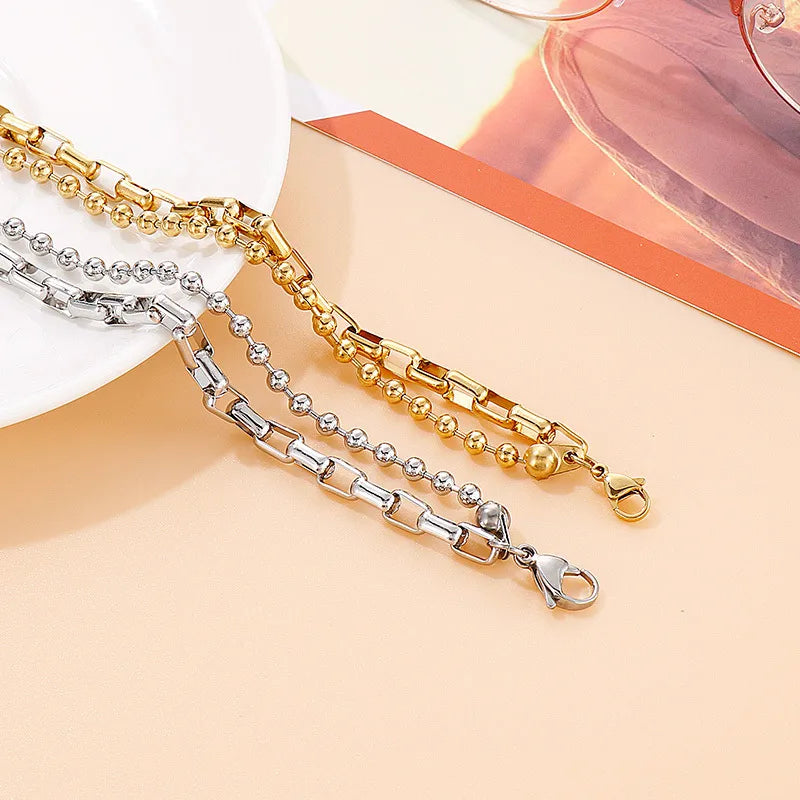 Bracelet géométrique bicolore, acier inoxydable — vue 2