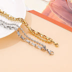 Bracelet géométrique bicolore, acier inoxydable — vue 2
