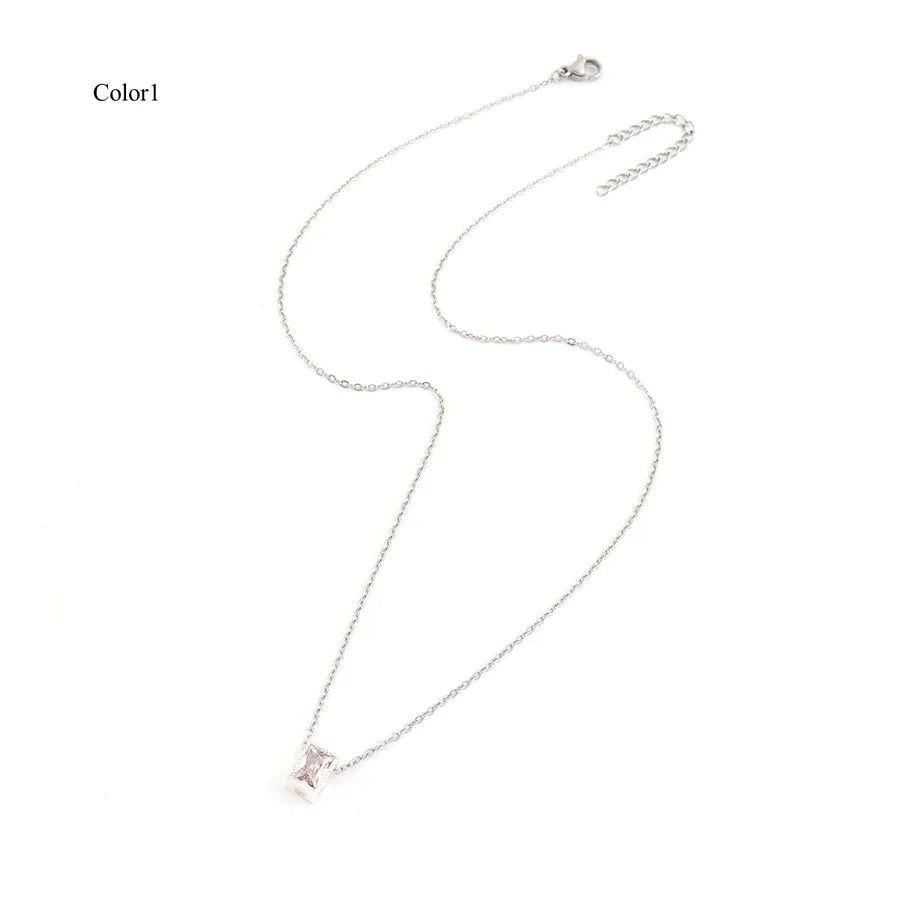 Collier à cristal taille rectangle, chaîne fine — vue 5