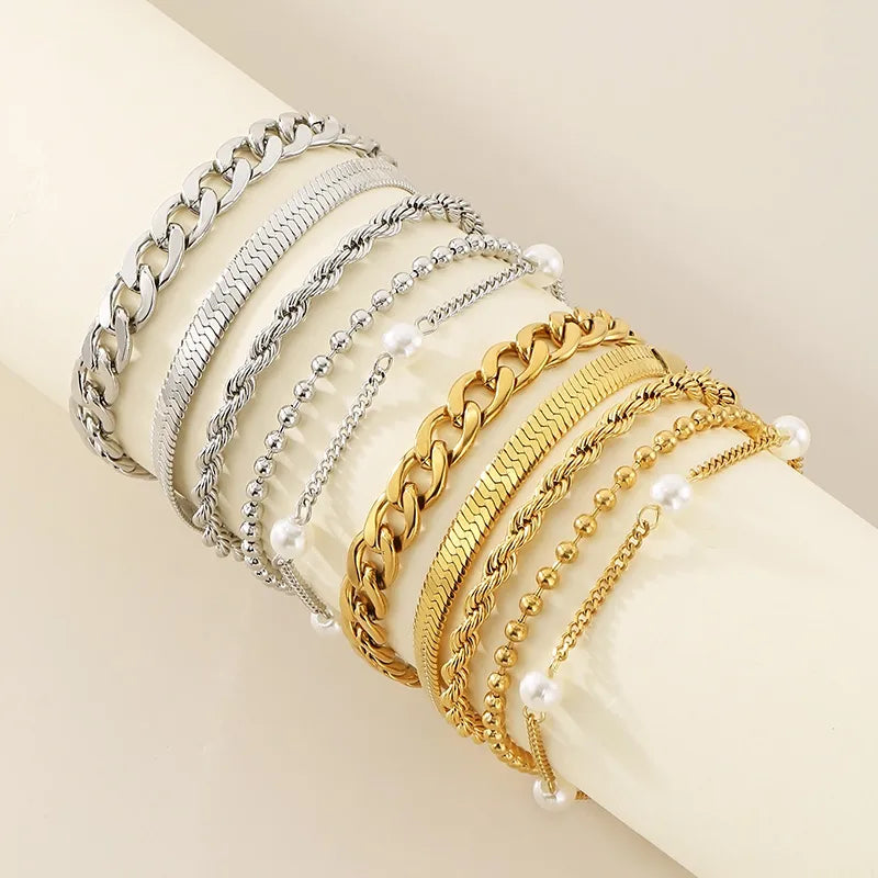 Bracelet maille vintage, acier inoxydable doré — vue 3