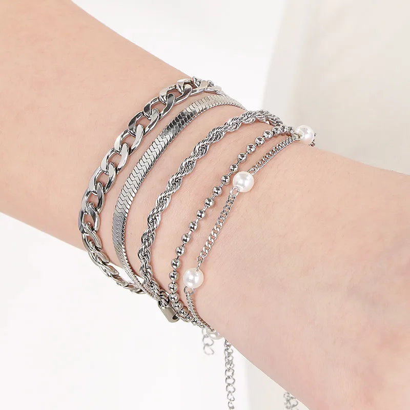 Bracelet maille vintage, acier inoxydable doré — vue 9