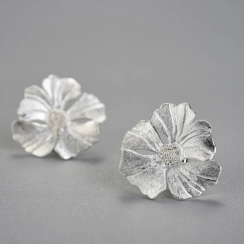 Puces d'oreilles pivoine ciselée, argent 925 — vue 3