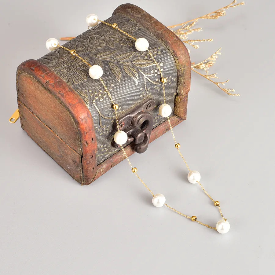 Collier chaîne à billes, acier inoxydable doré — vue 4