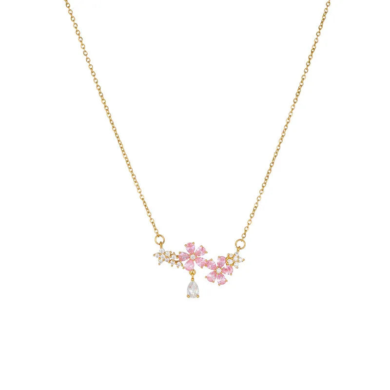 Collier à petites fleurs, acier titane — vue 2