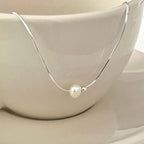 Collier à perle ronde sur chaîne en argent massif 925