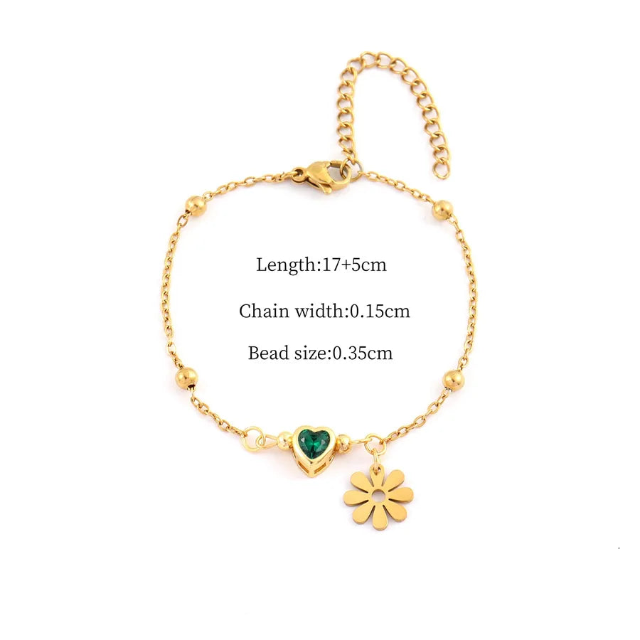 Bracelet marguerites émaillées sur chaîne dorée — vue 5