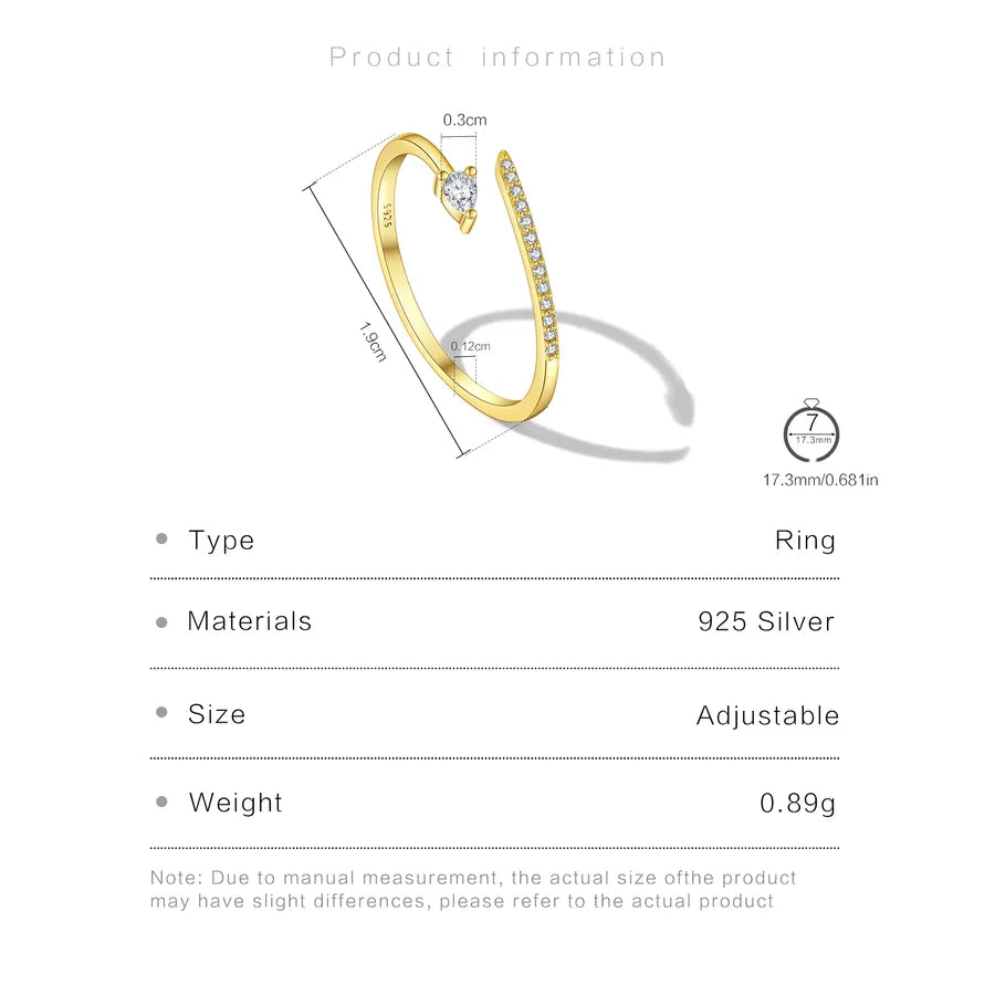 Bague ouverte bicolore sertie de zircons — vue 2