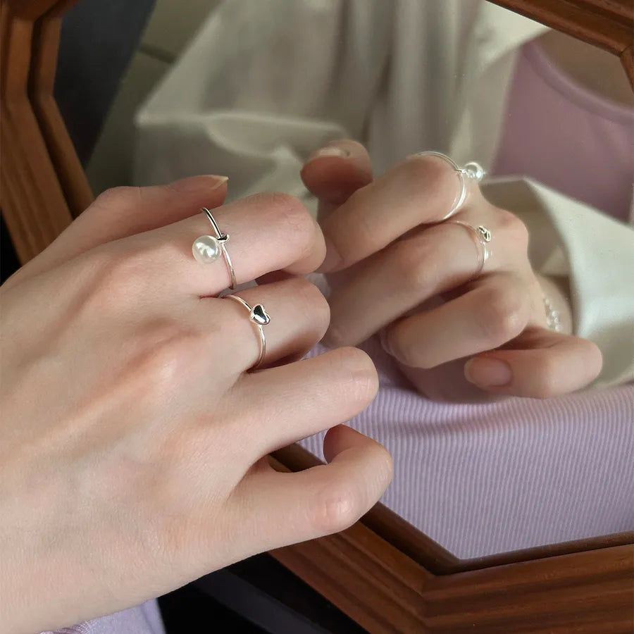 Bague ouverte à motif cœur, argent 925 — vue 2