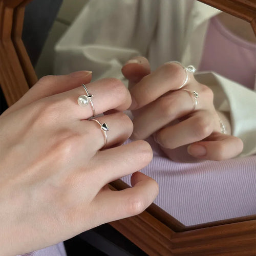 Bague ouverte à motif cœur, argent 925 — vue 2