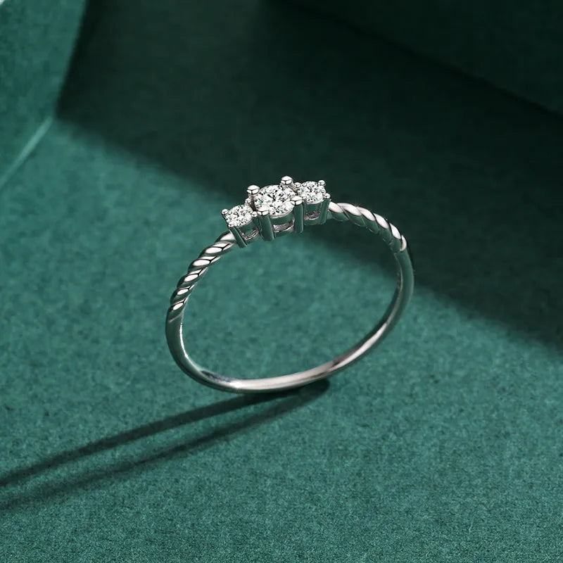 Bague solitaire ronde, argent massif 925 — vue 5