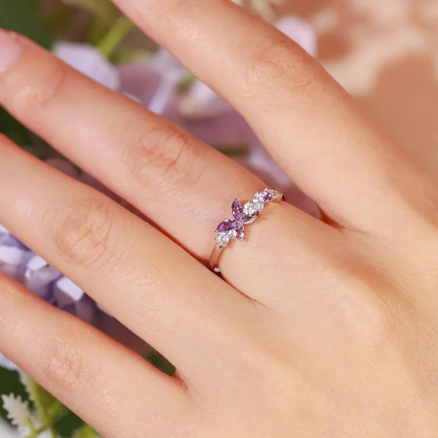 Bague papillon ciselé en argent massif 925