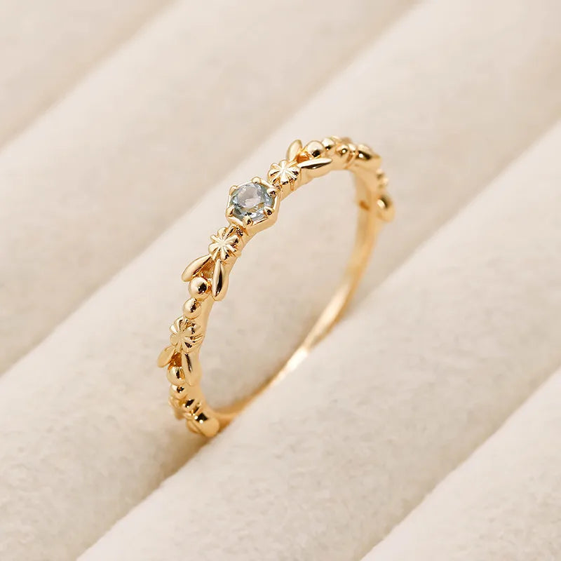 Bague anneau lisse serti d'un zircon, argent massif 925