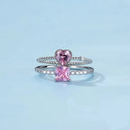 Bague à zircon rose taille carrée — vue 3