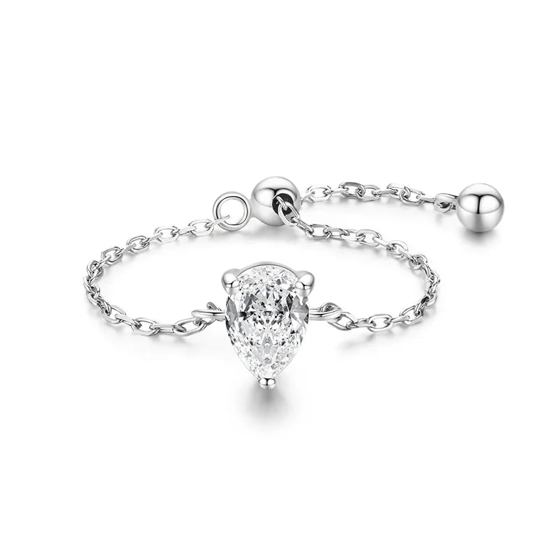 Bague à zircon taille goutte sur monture fine — vue 6