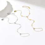 Bracelet feuille nervurée sur chaîne dorée — vue 2