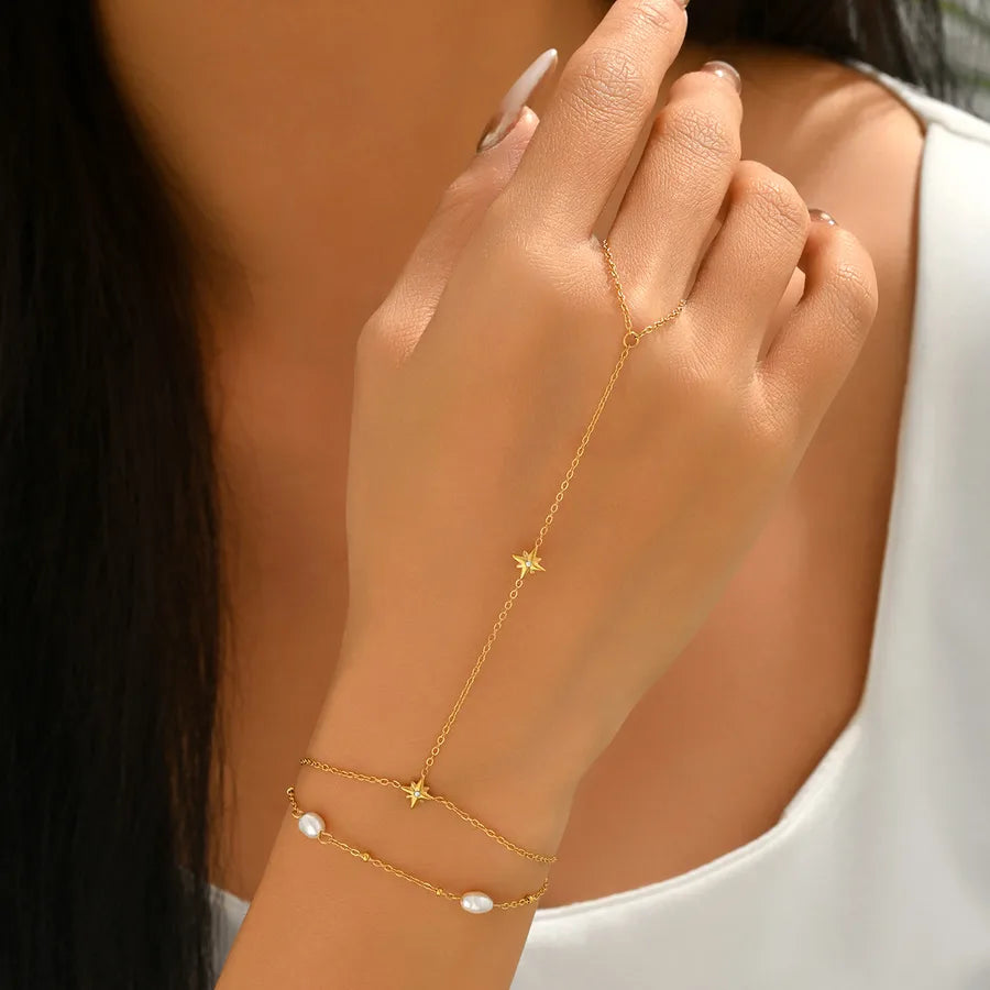Bracelet géométrique fin en acier inoxydable doré