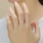 Bague géométrique sertie, argent massif 925 — vue 6