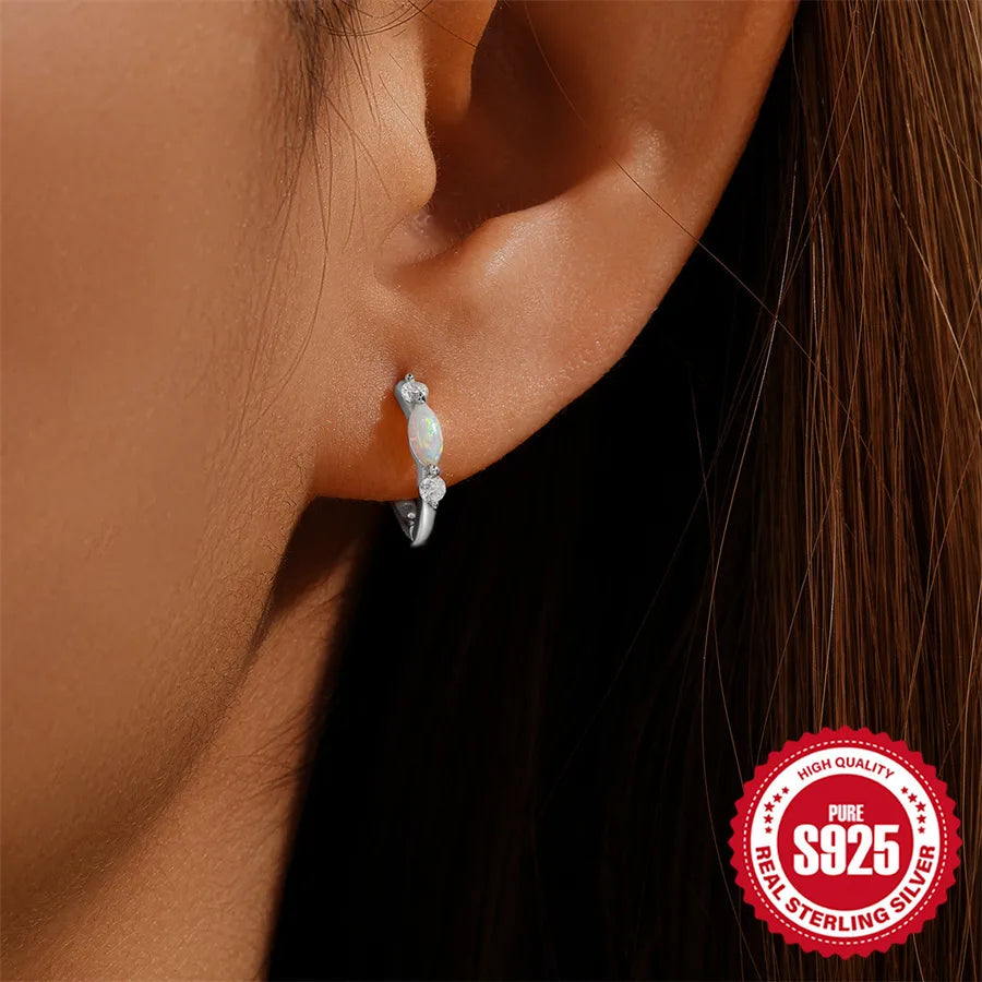 Créoles rondes serties de zircons, argent 925 — vue 6