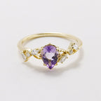 Bague cristal taillé sur monture géométrique, argent 925