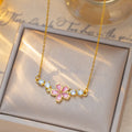 Collier à fleurs serties de zircons, chaîne fine — vue 4