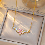 Collier à fleurs serties de zircons, chaîne fine — vue 4