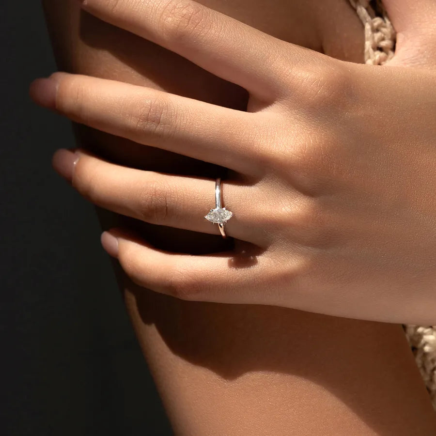 Bague moissanite taille marquise, argent 925 — vue 3