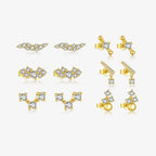 Puces d'oreilles à zircons aux contours irréguliers, argent 925