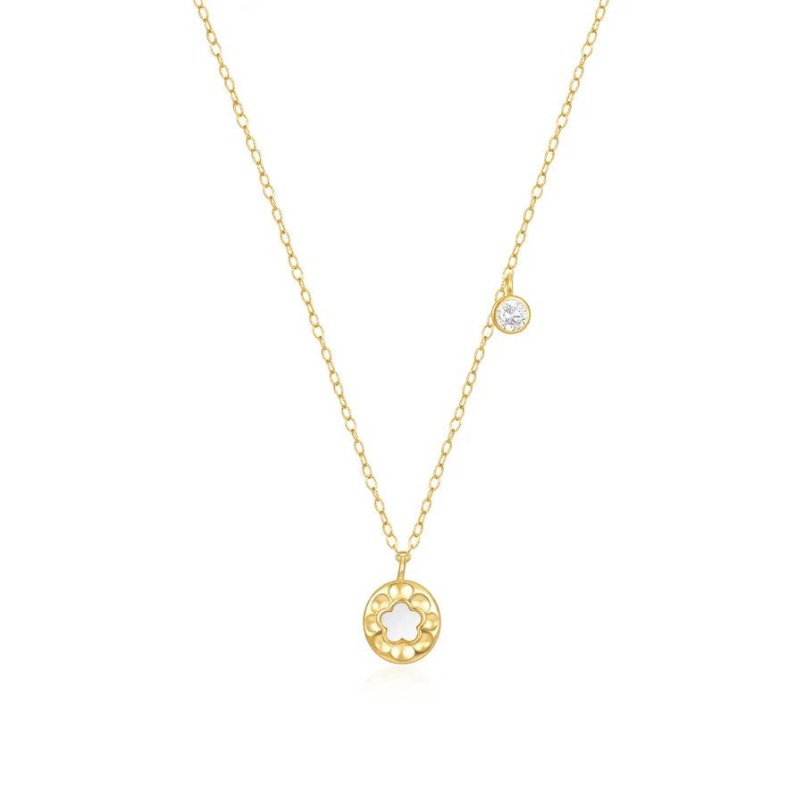 Collier à disque de nacre naturelle, argent 925 — vue 5